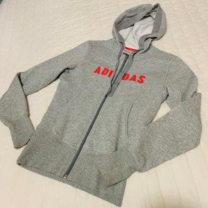 Women’s Adidas Full Zip Hoodie Jacket Sweatshirt Size SMALL Gray Pink